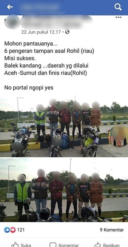 Pemotor yang corat-coret tugu 0 Km Indonesia. (Facebook/Gun's Doank)