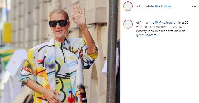 Celine Dion di Paris Couture Week 2019. (Instagram/@off____white)