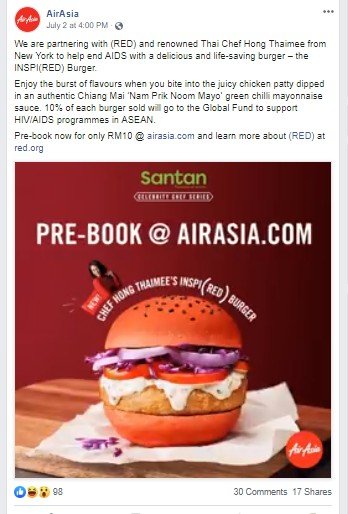 Burger buatan AirAsia. (Facebook/AirAsia)