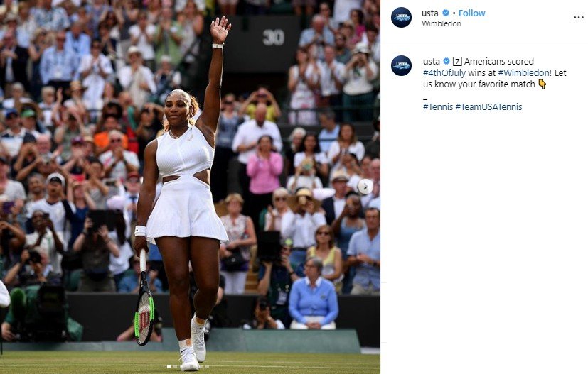 Serena Williams di Wimbledon 2019. (Instagram/@usta)