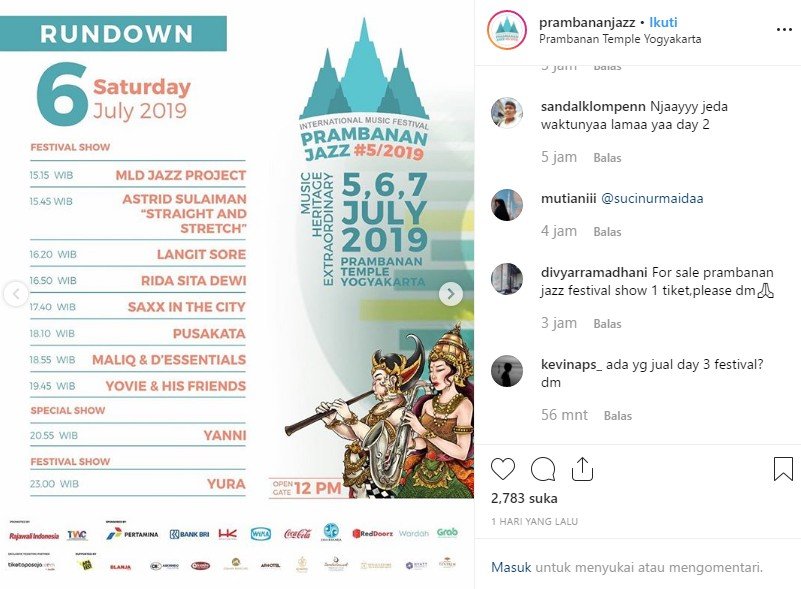 (Instagram Prambanan Jazz 2019)