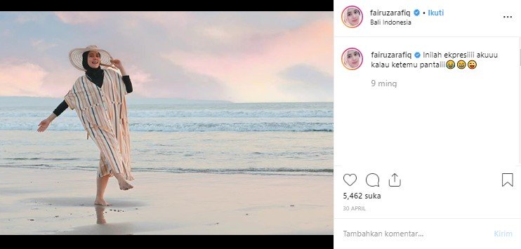 Gaya liburan Fairuz A Rafiq. (Instagram/@fairuzarafiq)