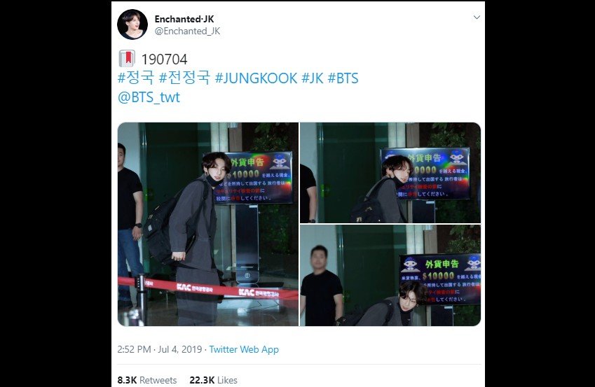 Jungkook BTS pakai hanbok di bandara. (Twitter/@Enchanted_JK)