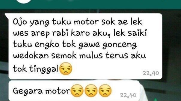 Curhat karena dilarang beli motor oleh calon istri.(facebook/Bekakas)