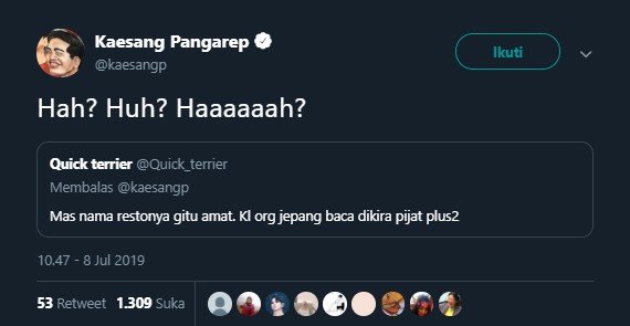 Nama Restoran Baru Kaesang Dikritik, Warganet: Bisa Dikira Pijat Plus-plus. (twitter.com/kaesangp)