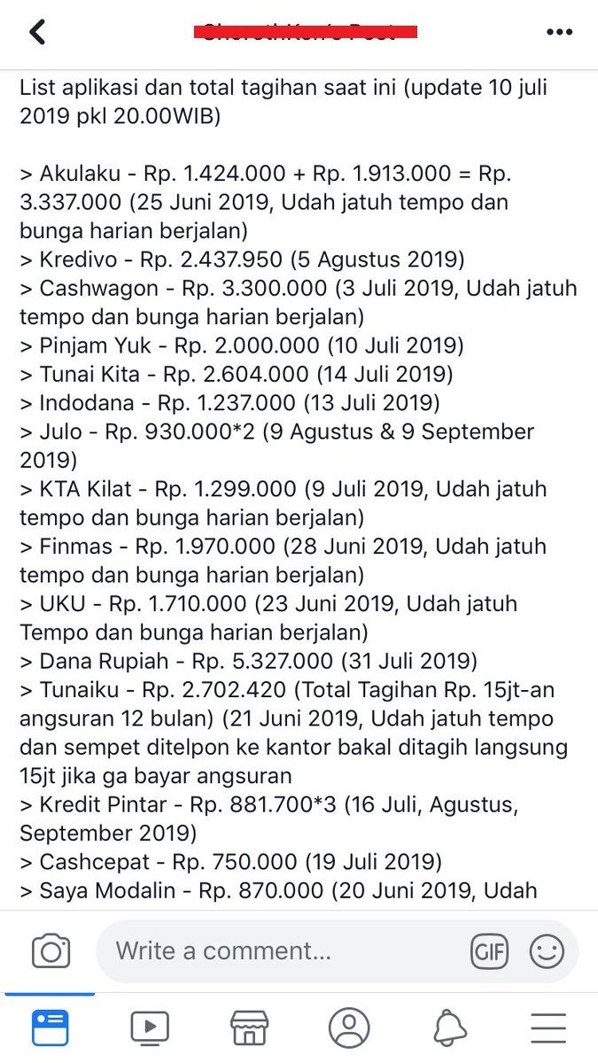 Daftar tagihan seorang warganet. [Twitter]