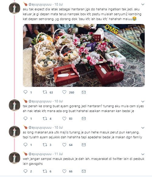 Viral, Pria Ini Lamar Kekasihnya Pakai Sekotak Ayam Goreng KFC. (Twitter/ayuyuyuyuuuu)