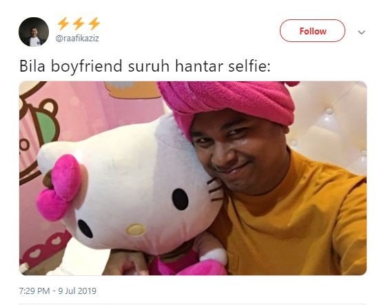 Kena Prank Istri, Lelaki Ini Tidur di Hotel Hello Kitty (twitter.com/raafikaziz)