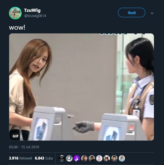 Terlalu Cantik, Tzuyu TWICE Bikin Staf Bandara Melongo. Tangkapan layar (twitter.com/tzuwig0614)