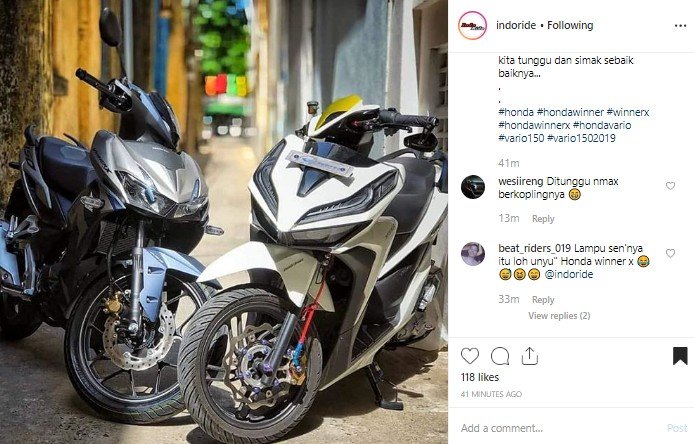 Honda Winner X vs Honda Vario. (Instagram/@indoride)