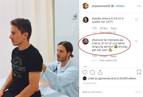 Jorge Lorenzo Jalani Pemeriksaan Medis. (Instagram/jorgelorenzo99)