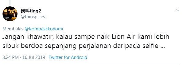 Sindiran warganet soal kebijakan foto di pesawat Lion Air (Twitter)