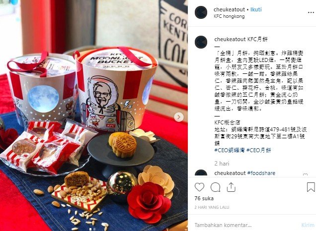 KFC Hongkong rilis menu kue bulan. (Instagram/cheukeatout)