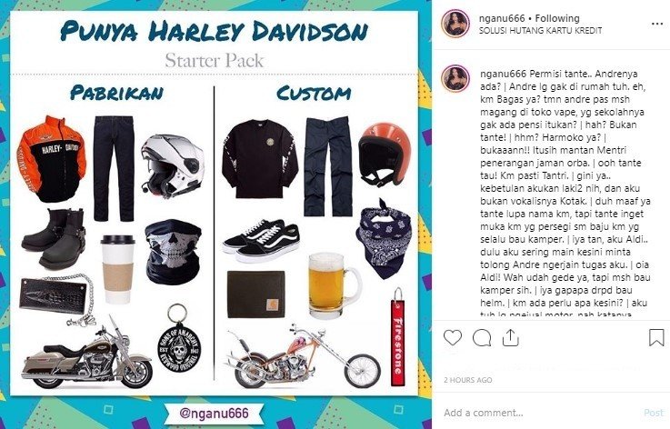 Perbandingan Gaya Berpakaian Pengguna Harley-Davidson. (Instagram/nganu666)