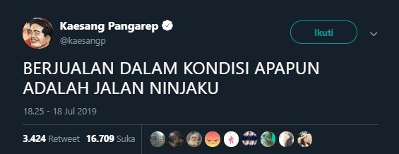 Tanggapi Cacian, Kaesang: Jualan dalam Kondisi Apapun adalah Jalan Ninjaku. (twitter.com/kaesangp)