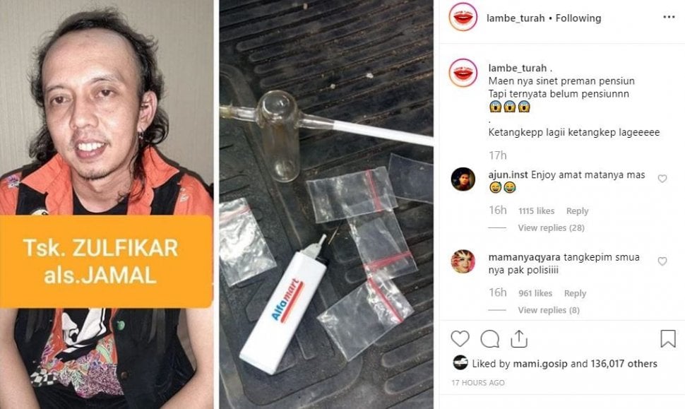 Zulfikar alias Jamal Preman Pensiun ditangkap kasus narkoba. [instagram/lambe_turah]