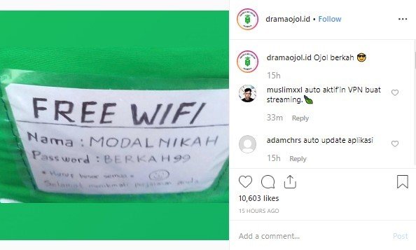 WiFi Gratis dari Dariver Ojol. (Instagram/dramaojol.id)