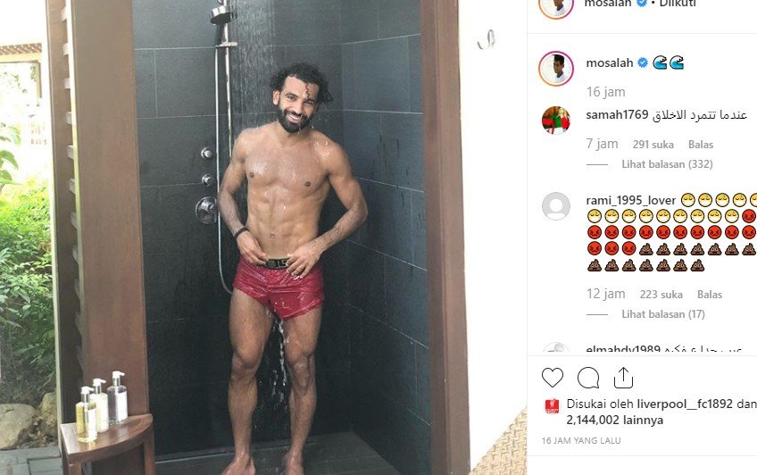Mohamed Salah unggah foto saat mandi di akun Instagramnya. [@mosalah / Instagram]