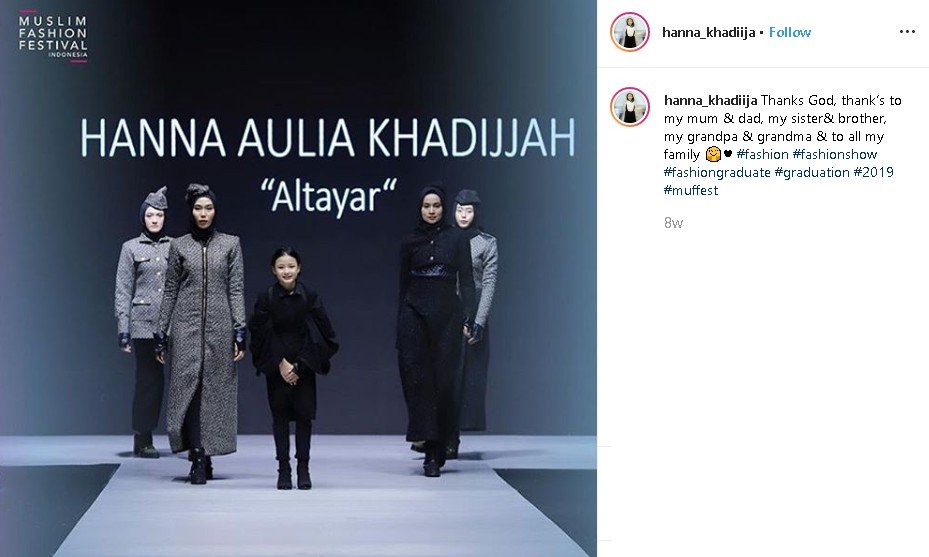 Hanna Aulia Khadijjah. (Instagram/@hanna_khadiija)