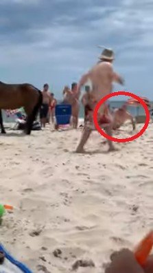 Duh, Selangkangan Turis Ini Kena Tendang Usai Ganggu Kuda Liar di Pantai. YouTube (Viral Hog) 