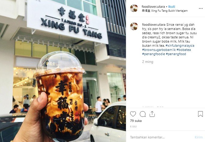 Bubble tea Xin Fu Tang di Malaysia. (Instagram/@foodlover.utara)
