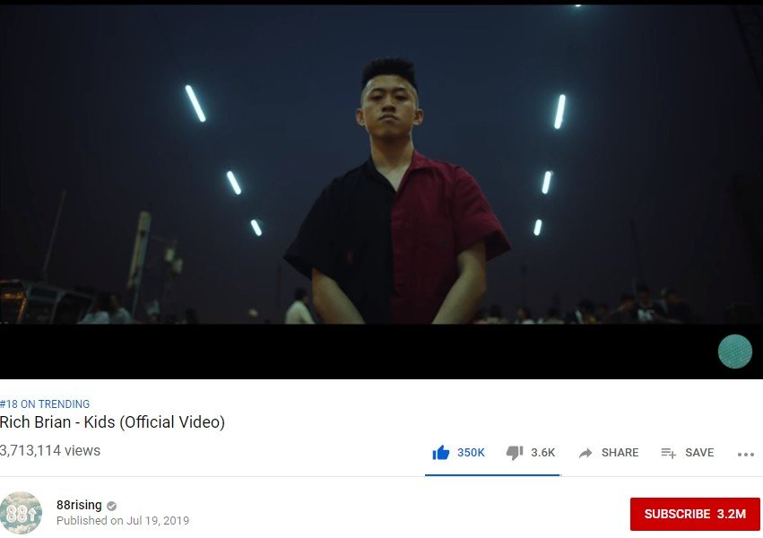 Rich Brian. Tangkapan layar. (Youtube/88rising)