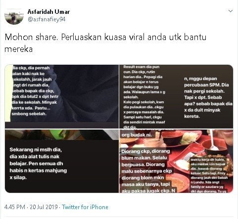 Terhimpit baiya, remaja terpaksa sekolah di rumah. (Twitter/@asfanafiey94)