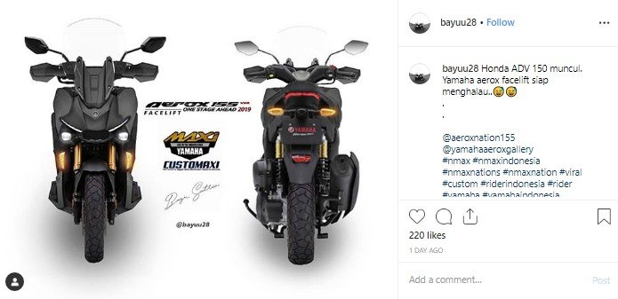 Yamaha Aerox Versi Imajinasi Warganet. (Instagram/@bayuu28)