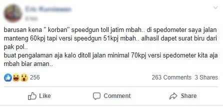 Pengemudi Mobil Jadi Korban Salah Tilang Karena Speed Gun. (Facebook)