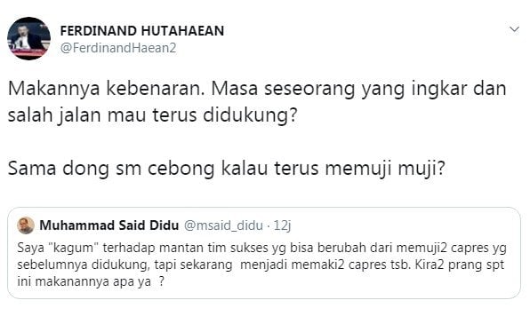 Ferdinand Hutahaean dan Said Didu saling sindir (Twitter)