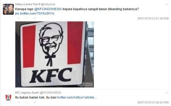 Pita Colonel Harland Sanders dikira badan oleh warganet. (Twitter/@AdityaYuki)