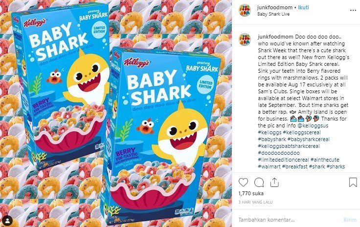 Sereal Baby Shark. (Instagram/@junkfoodmom)