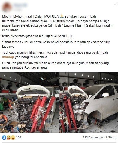 Perbedaan Tarif Perbaikan Mobil di Bengkel Resmi dan Bengkel Spesialis. (Facebook)