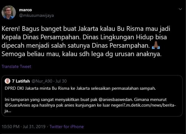 Cuitan Marco Kusumawijaya. (Twititer)