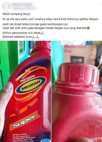 Oli Motor Pertamina Mesran Super. (Facebook)