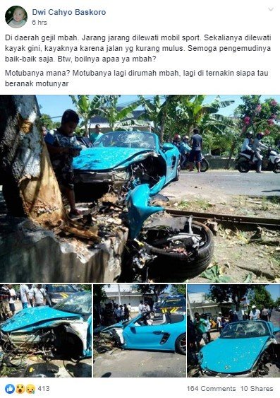 Porsche 718 Boxter Lakalantas di Magetan. (Facebook)