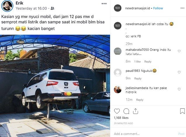 Mobil Tak Bisa Turun Karena Mati Lampu. (Instagram/newdramaojol.id)