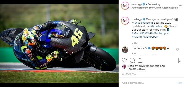 Valentino Rossi Jajal Yamaha YZR-M1 2020. (Instagram/motogp)