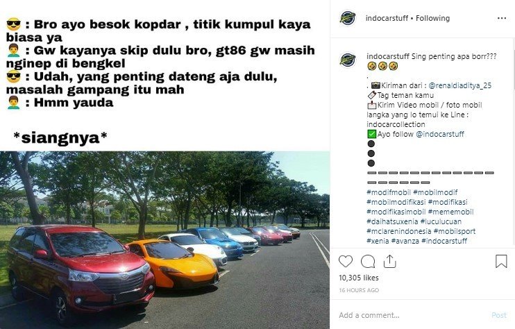 Daihatsu Xenia Ikut Kopdar Mobil Sport. (Instagram/indocarstuff)