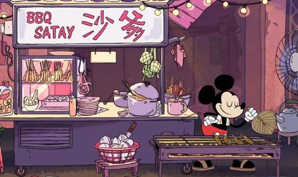 Tampilkan Adegan Mickey Mouse Jualan Sate, Film Pendek Disney Ini Viral. (YouTube)
