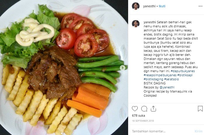 Ide memasak daging kurban. 9Instagram/@yanesthi)