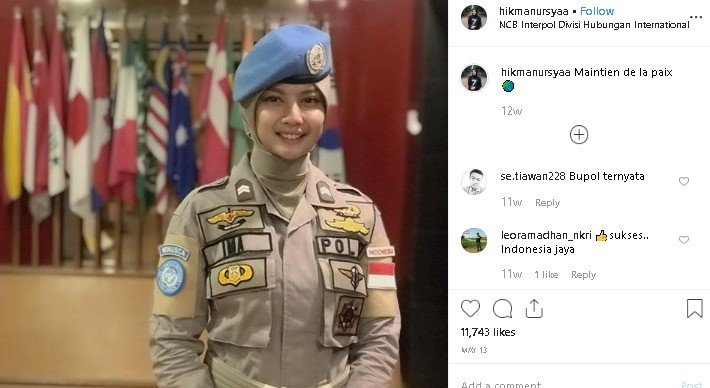 Briptu Ima, pasukan perdamaian PBB asal Yogyakarta. (Instagram/@hikmanursyaa)