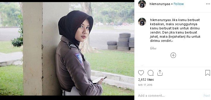 Briptu Ima, pasukan perdamaian PBB asal Yogyakarta. (Instagram/@hikmanursyaa)