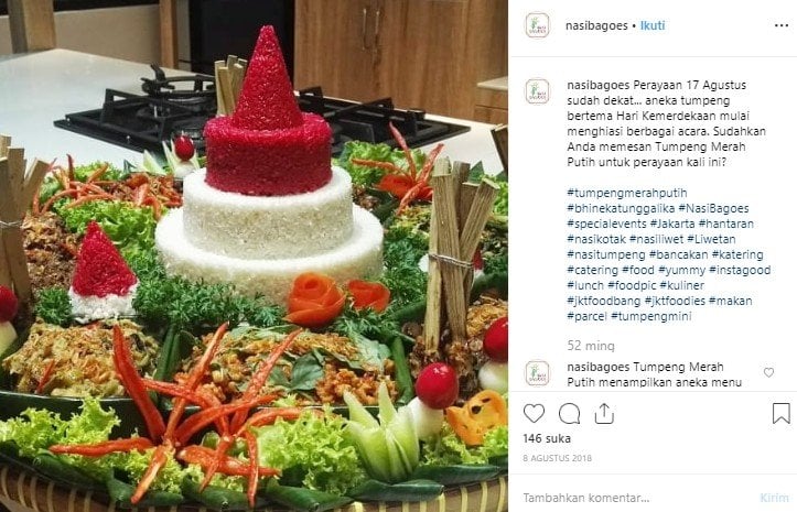 Tumpeng merah putih. (Instagram/@nasibagoes)