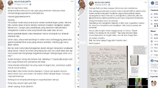 Bule di Bali lecehkan air suci - (Facebook/@niluhdjelantik)