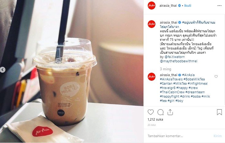 Bubble tea buatan AirAsia Thailand. (Instagram/@airasia_thai)