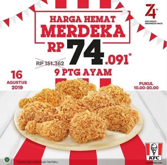 Promo HUT Kemerdekaan RI diKFC. (Instagram/@kfcindonesia)