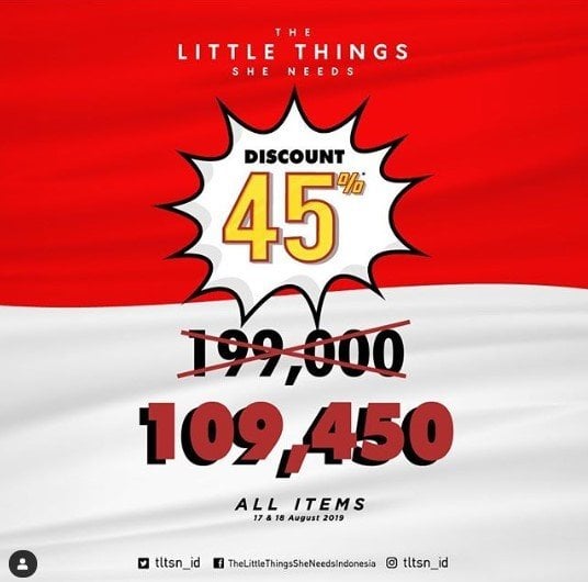 Promo Hari Kemerdekaan RI. (Instagram/@tltsn_id)