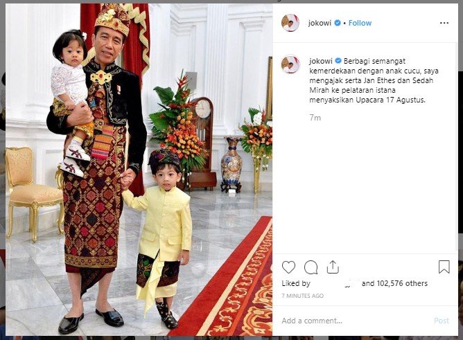 Presiden Joko Widodo bersama Jan Ethes dan Sedah Mirah. (Instagram/@jokowi)