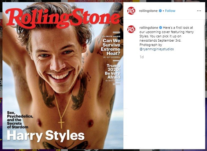 Harry Styles. (Instagram/@rollingstone)